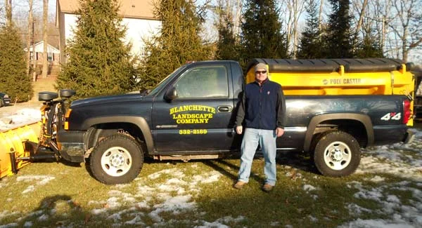 Blanchette company pickup truck with snowplow